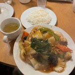南海飯店 - かたい焼ソバ＋ライス