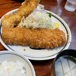 かつ満佐 - ロースとんかつ・えびフライ定食