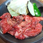 Yakiniku Seiki - 焼き肉定食1200円 野菜ピーマン、茄子、きゃべつ