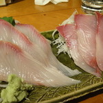 宵 - 刺身2点盛（ワラサ、カンパチ）　500円