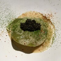 Metis 六本木 - 前菜2：手長エビ 抹茶 オシェトラキャビア