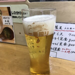 白髭食堂 - ビールは1番搾りの缶をグラスに注いで。