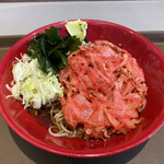 Nadai Fujisoba - 大振りな紅生姜天と刻み葱・ワカメで麺が見えない