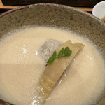 teuchisobashouchikuammasukawa - 蕎麦がき　筍の摺流し