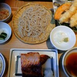 蕎麦前 山都 - 天ぷら鮭はらす 御膳