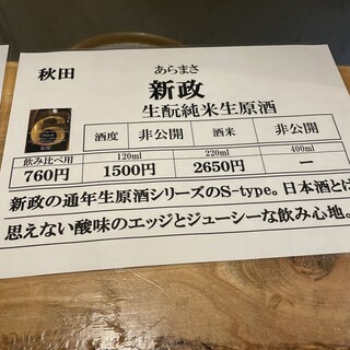 川口酒店 - 日本酒メニュー③