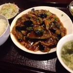 中国飯店 天源 - 細切り豚肉と茄子のあんかけ