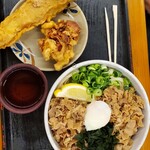 麺処 綿谷 - ダブル肉玉と天ぷら