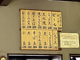 h Yamaguchi Okonomiya - 壁のメニュー表