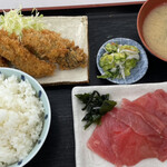 Uotami - なかおちと生カキフライ定食(1,870円)