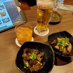 海鮮・串焼き 満天 - お通しの茄子の揚げ浸し。美味しかったです。