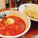 自家製麺 公園前 - 辛つけ麺(味玉付き)