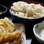 丸亀製麺 - 日替りセットざるうどん+野菜かき揚げとかしわ天