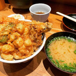 天丼 金子屋 - 天ばら丼(上) 味噌汁付き