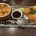 キッチン　ナカシマ - ナスのミートグラタン＆ホタテフライ、白身魚フライ