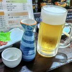 Sushi Kappou Misaki - お刺身には日本酒、揚物にはビールです