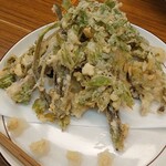 割烹 魚仙 - 山菜の天ぷら
