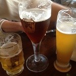ふじやまビール館　プラッツ - 左からピルス、デュンケル、ヴァイツェン