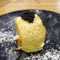 Grand Bleu Gamin - 夕食：そら豆のムースとパルメザンチーズのコルヌ