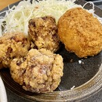 米沢 琥珀堂 - 米沢牛コロッケと山形県産鶏の塩麹から揚げ定食