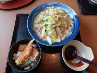 Ajino Mingei - 360長崎ちゃんぽんうどん、ミニ天丼