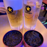 Chuubu Shokusai - ビール、そば茶、お通しのもずく