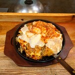 ピカリ - 晩酌セットお好み焼きS+チーズ&キムチ♪