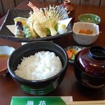 海花 - 天ぷら定食（海老・小魚・野菜）　1200円