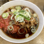 一由そば - 普通盛り+ゲソ天+紅生姜天