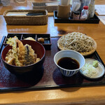 蕎麦茶寮 きむら - 天丼ランチ　麺大盛り