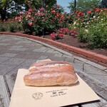 むぎくらべカフェ - 料理写真:駕与丁公園の薔薇とホットドッグ