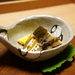 しのはら - 徳島産の鮑と玉蜀黍、バルサミコで調整した肝ソース