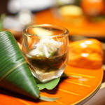 しのはら - 沖縄の絹ﾓｽﾞｸ、渡り蟹と青瓜の生姜風味