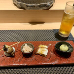 名駅 鮨 Sublime - 季節の前菜三種盛り合わせ