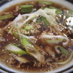 むさしの エン座 - 季節の霙糧もりうどん（肉入り）（温）のつけ汁アップ