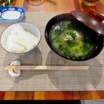 寿庵 - 食事　栃木県産こしひかり　味噌仕立てあら汁