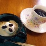 カフェ リエヴル - ヘルシー美肌ランチ（土日祝限定）の豆乳プリンとドリンク