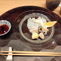 東山 緒方 - オコゼ 皮 肝 子 胃袋