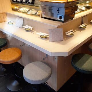 Half of the counter seats have chairs so you can enjoy your meal slowly!
