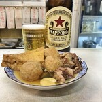 溝畑酒店 - おでん3品と大ビール