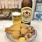 溝畑酒店 - おでん3品と大ビール