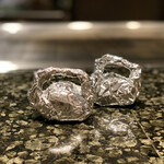 ふふ - お残ししたガーリックライスはおにぎりにしてくださいました。