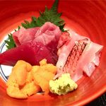 車力門 ちゃわんぶ - お造りは金目炙り、鰹、雲丹♪