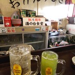 金町製麺 - 乾杯（メガハイボール＋緑茶ハイ）