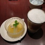 文化洋食店 - アイスカフェオレとグレープフルーツのゼリー