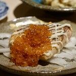 Grilled salmon and salmon roe