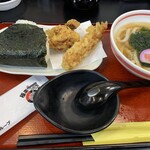 極楽うどん TKU - 鶏天天むすのセット