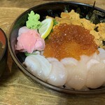 谷町 一味禅 - 北海丼（うに、いくら、ほたて）