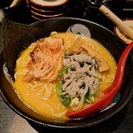 麺屋 吉宗 - 鶏濃厚魚介煮干しらーめん（大盛り）