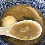 庵悟 - スープ割後。目に見えて色合いが薄くなったのが分かる。完飲まっしぐら。